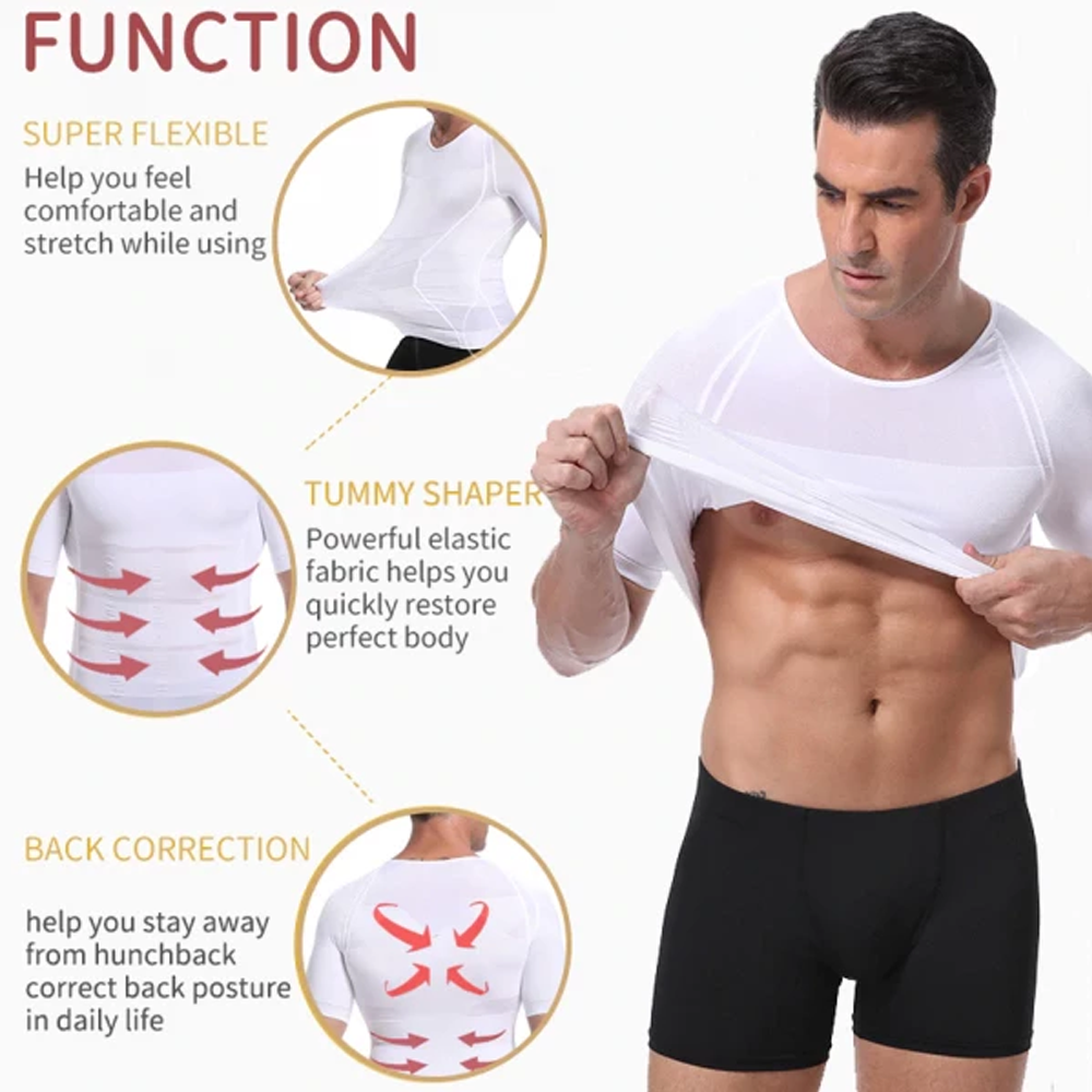 Best Posture Corrector Shirt for Men Muscle Compression Top & Back Support T Shirt for Pain Relief & Confidence Boost