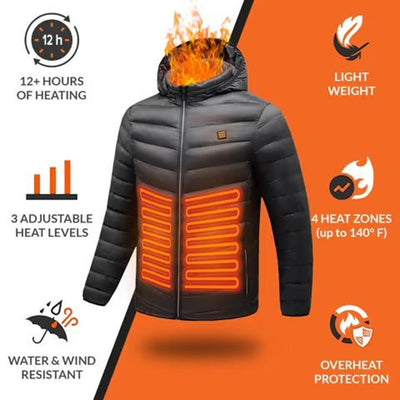 Unisex Heated Jacket Smart USB Electric Warm Winter Jacket for Men & Women  Long Lasting Heated Coat Ideal Winter Gift